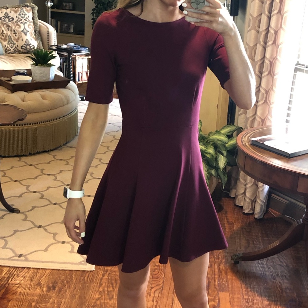NWOT maroon fit and flare skater dress